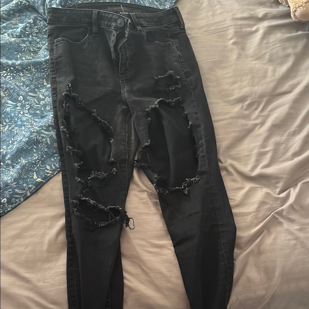 Distressed Black Denim Jeans